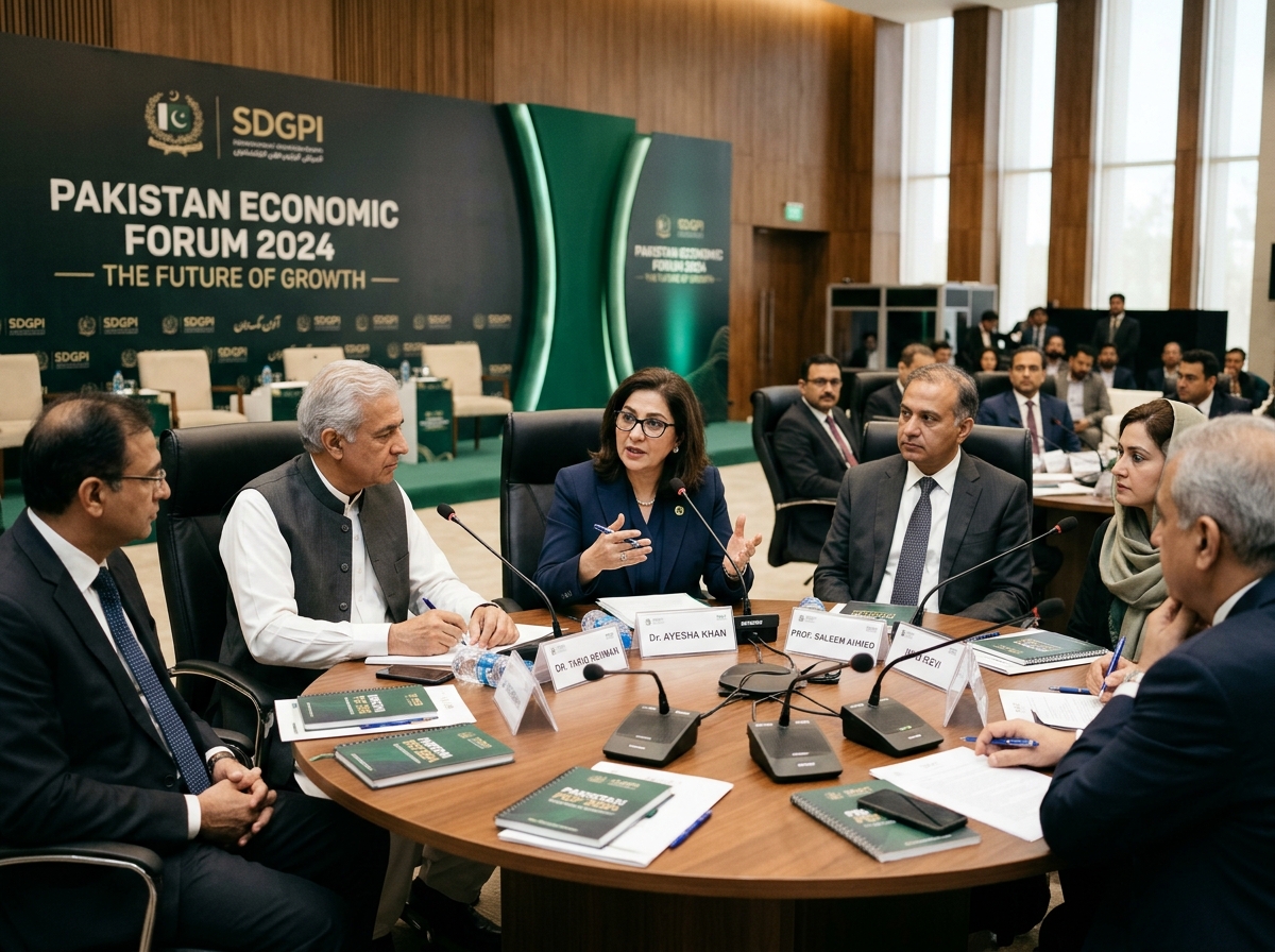 Pakistani economists and academic scholars engaged in economic dialogue at a PKEF conference